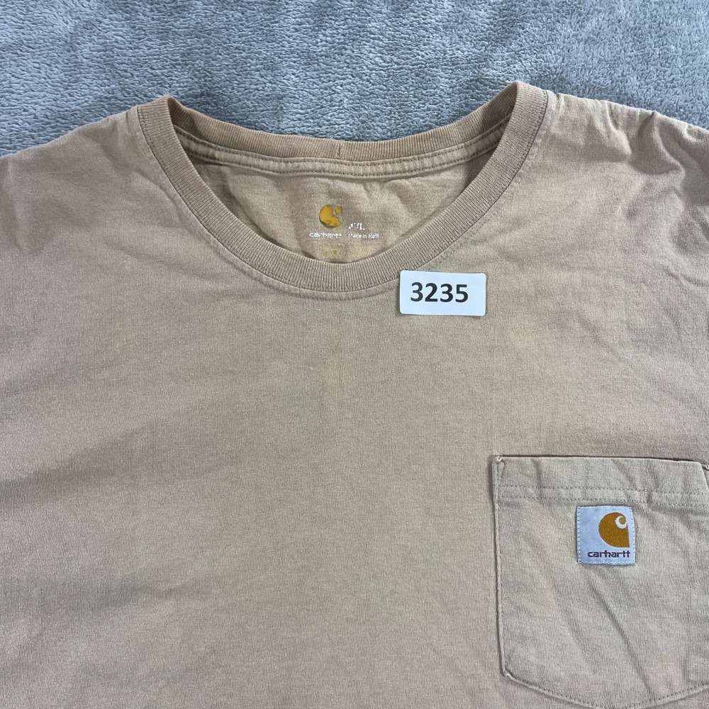 Carhartt K87 Pocket T-Shirt Mens 2XL Tan Short Sleeve Cotton Workwear Tee